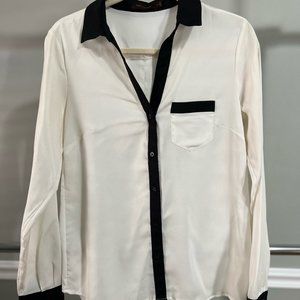 The Limited White and Black Long Sleeve Button Blouse